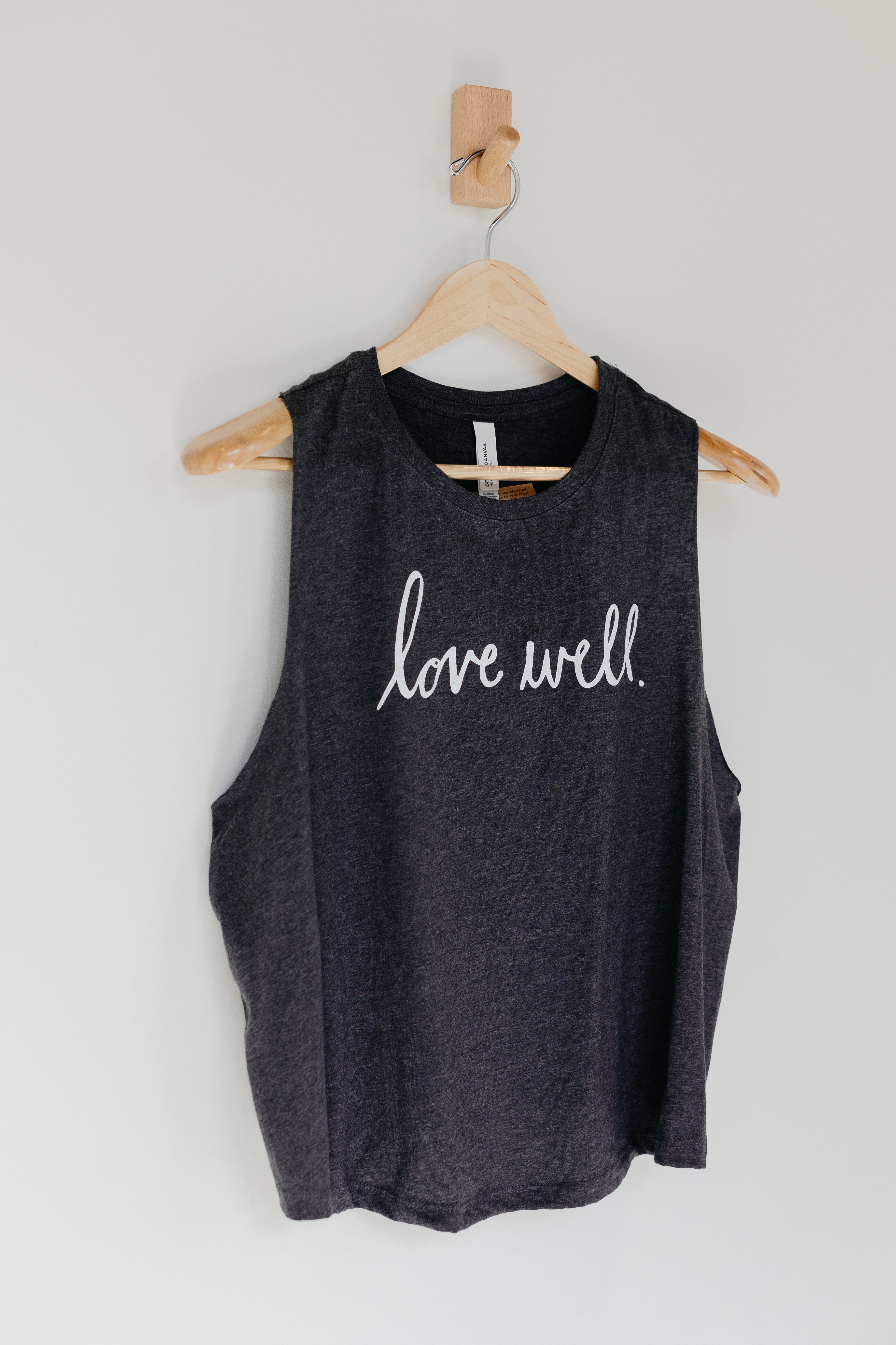 Ladies Dk. Heather Grey Waist High Boxy Tank