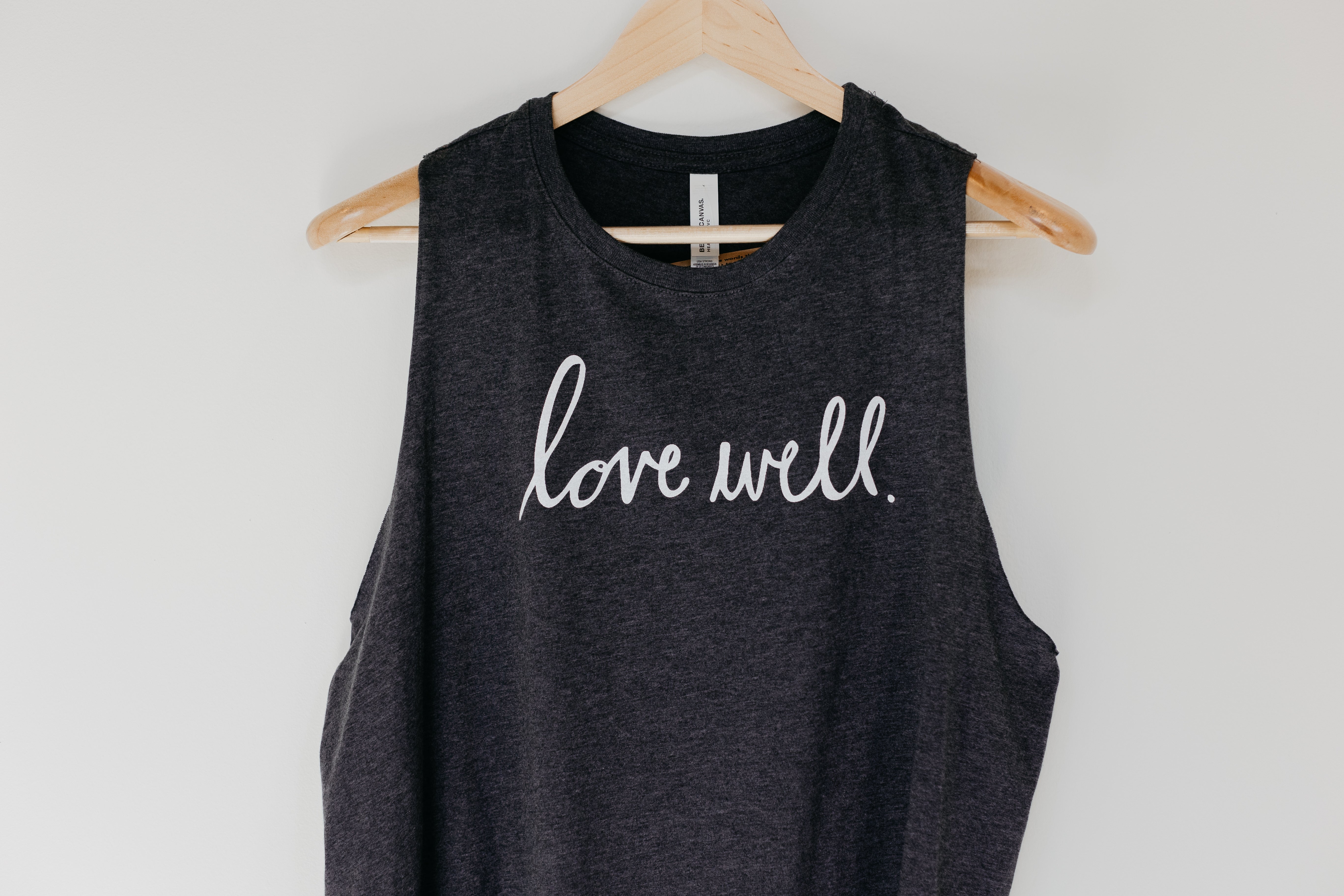 Ladies Dk. Heather Grey Waist High Boxy Tank