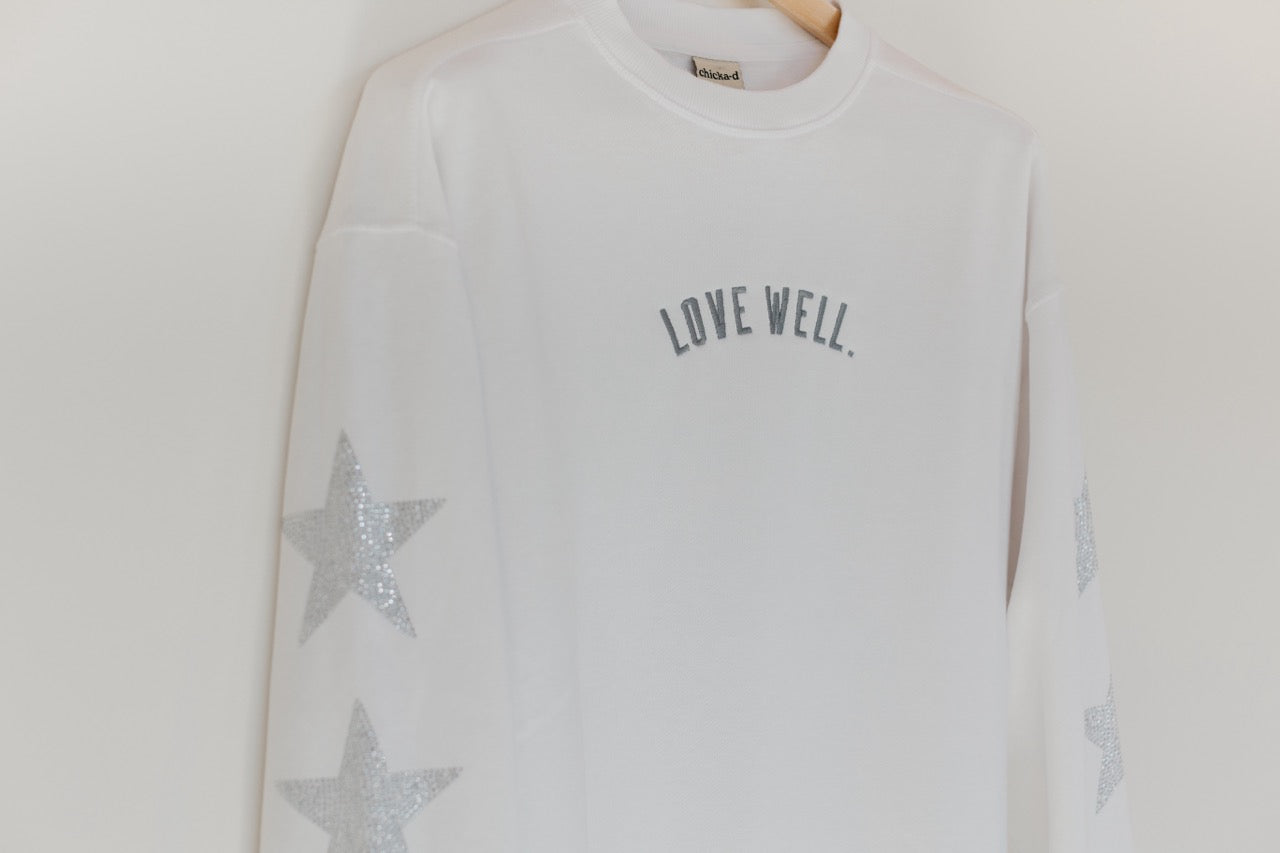 Rhinestone White Sweatshirt