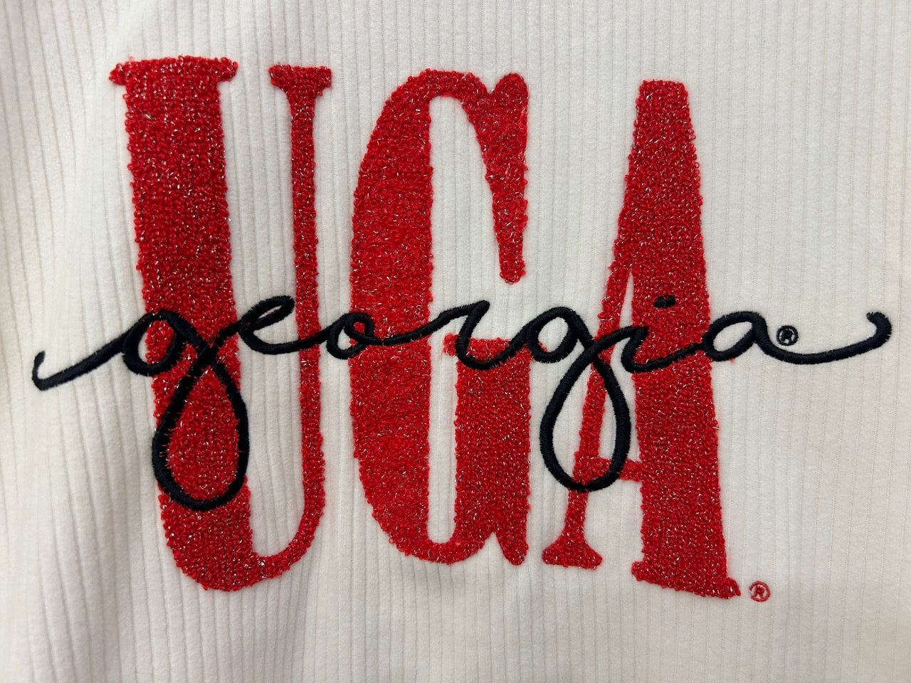 UGA White Corded Crew