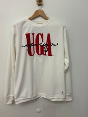 UGA White Corded Crew