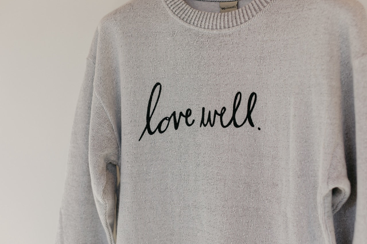 Warm Up Crew - Grey Heather - Love Well Script