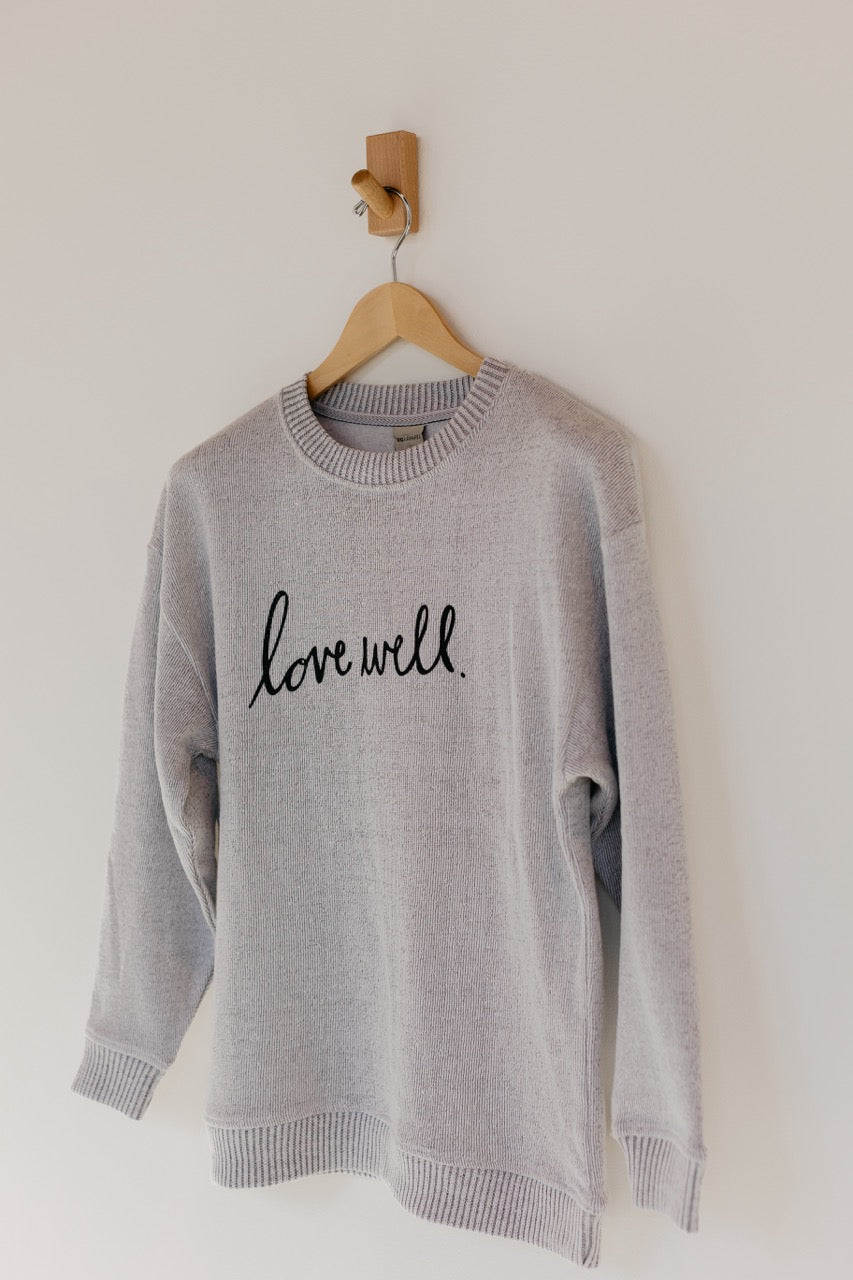 Warm Up Crew - Grey Heather - Love Well Script
