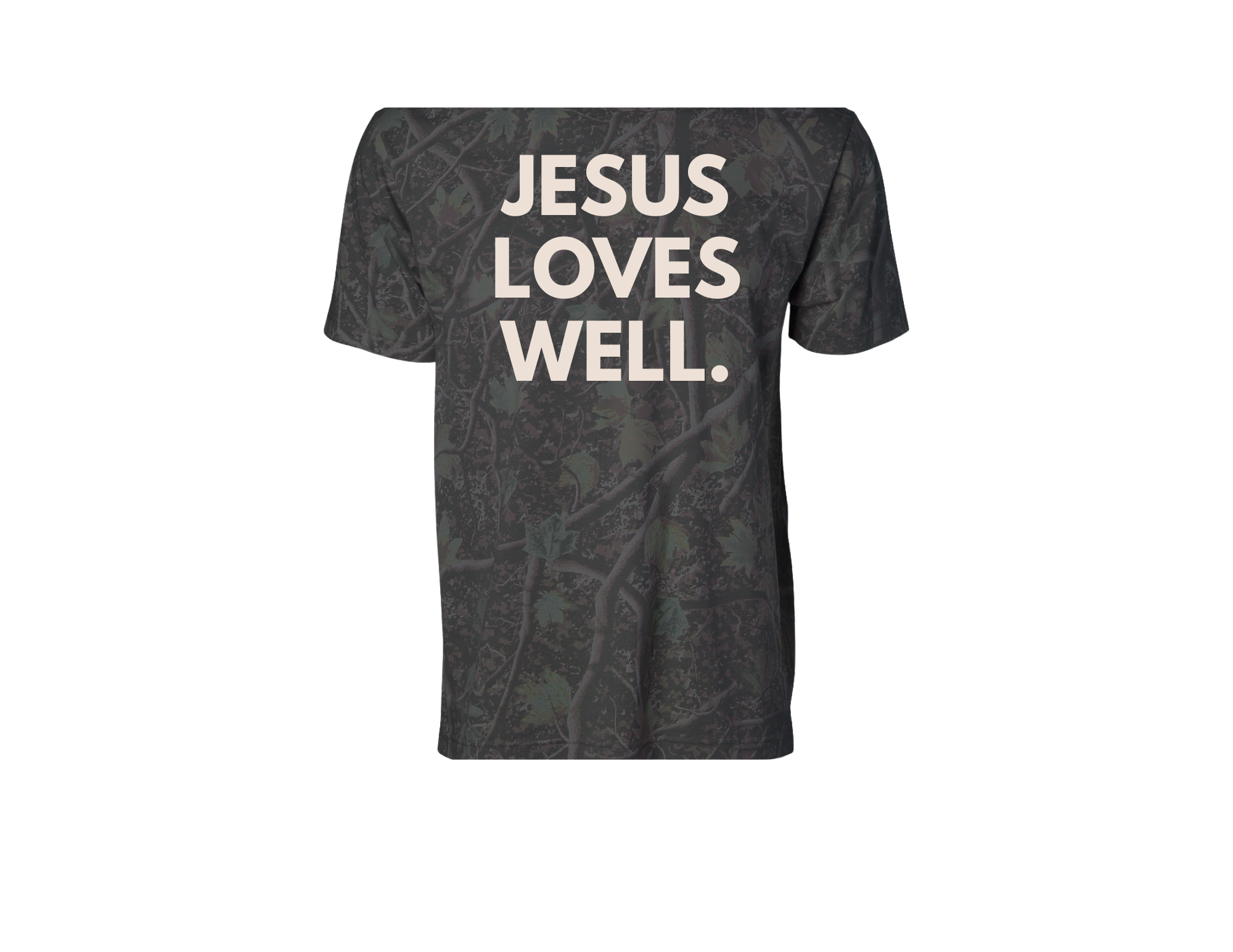 Dark Camo Jesus Loves Well Cross Tee