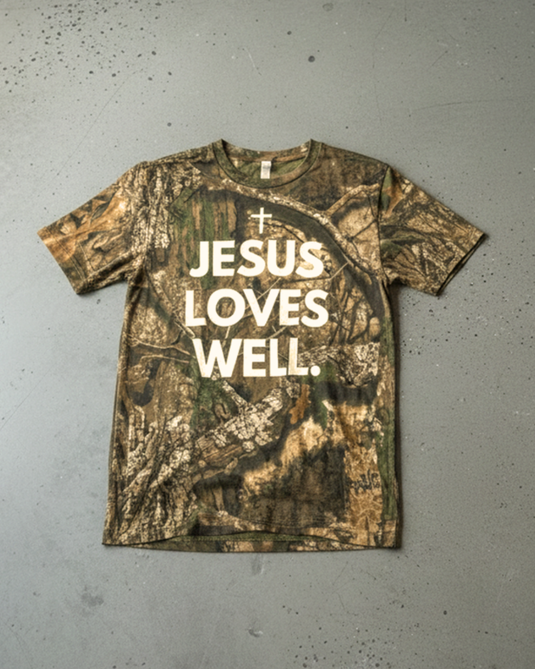 Jesus Loves Well Camo Puff