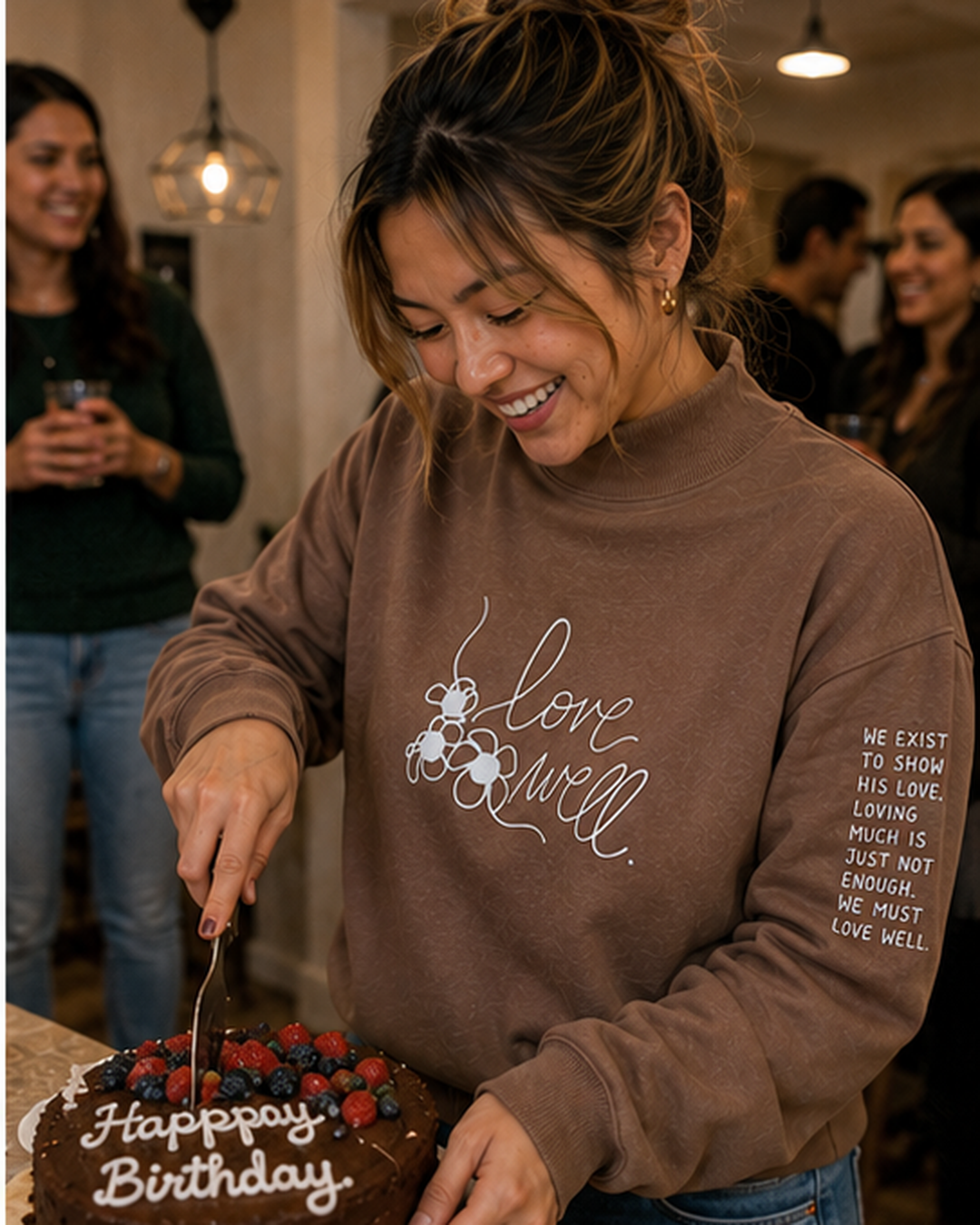 Acorn Brown Love Well Mock Neck Sweatshirt