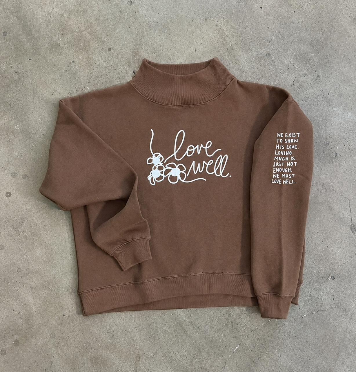 Acorn Brown Love Well Mock Neck Sweatshirt
