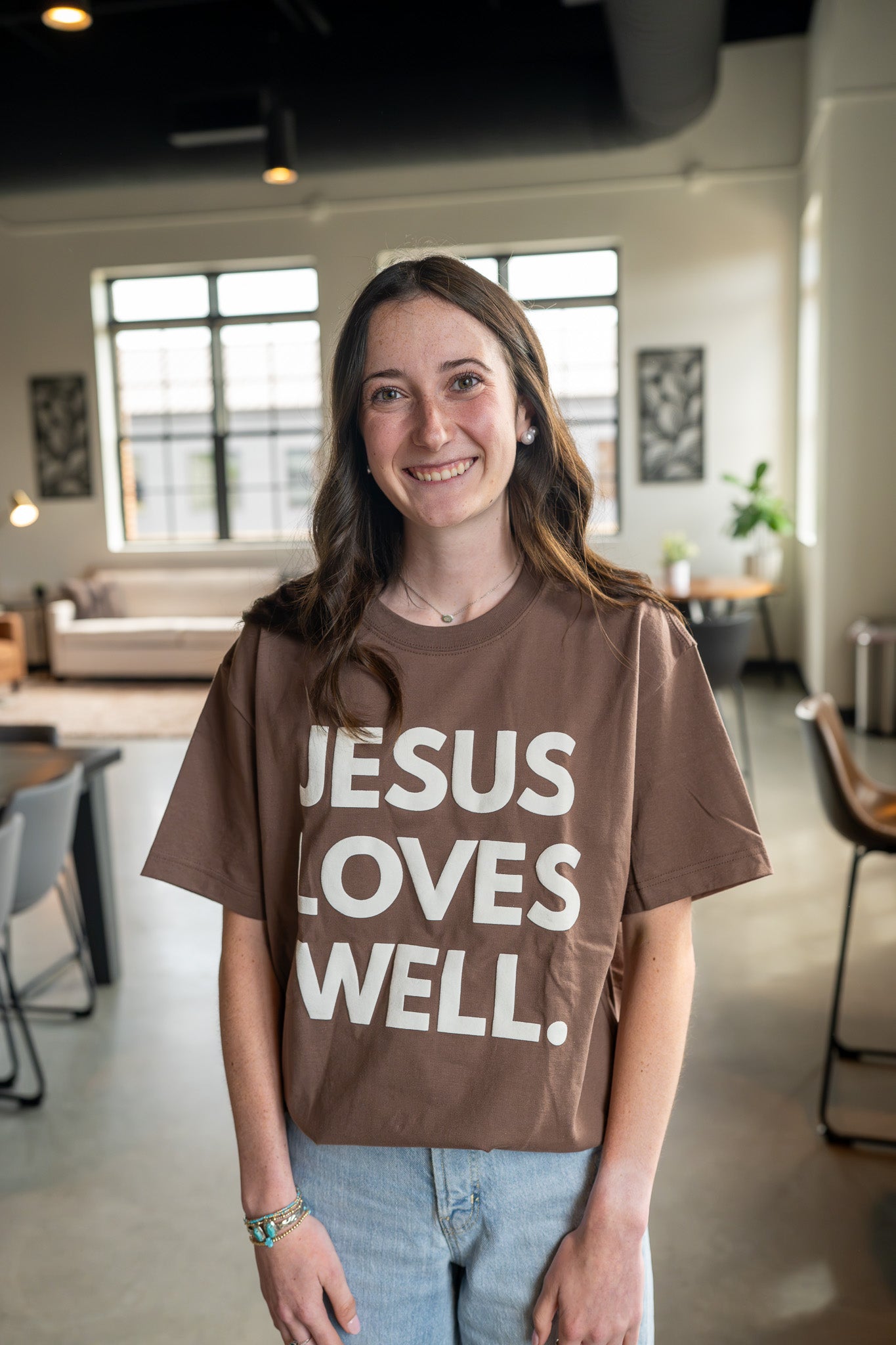 Cocoa Jesus Loves Well Front Tee