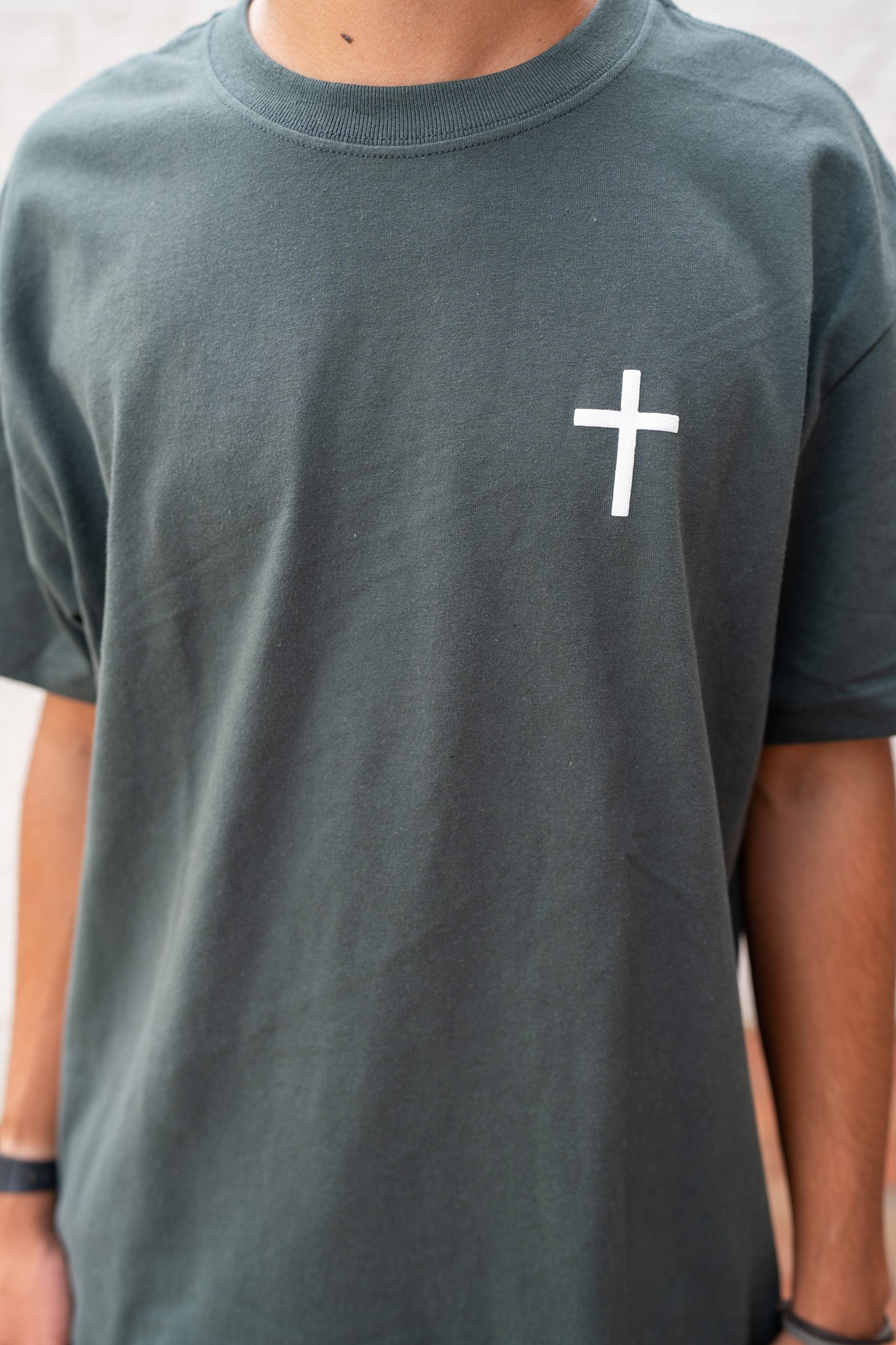 Hunter Green Jesus Loves Well Cross Tee