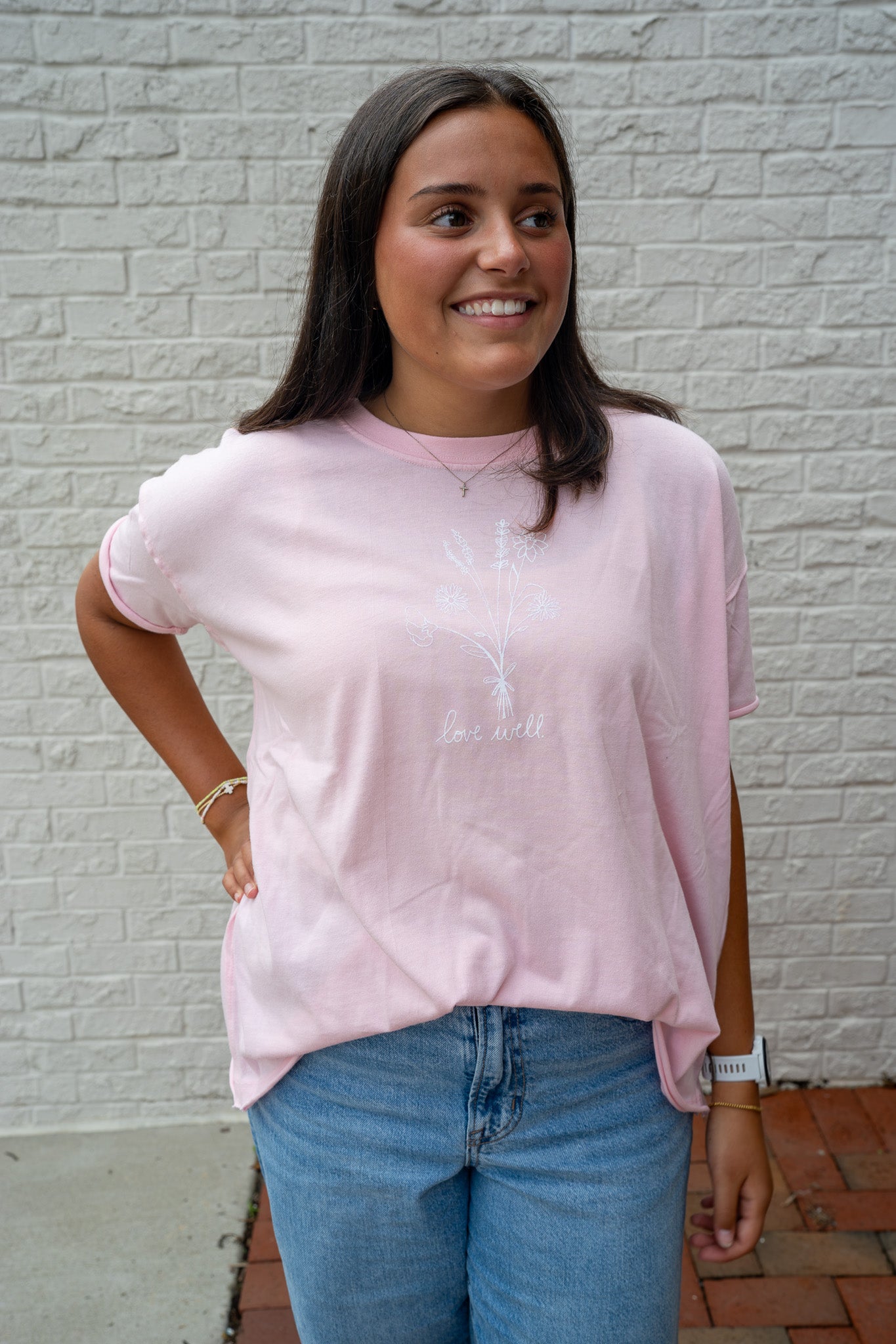 Beach Pink Flower Boho Tee