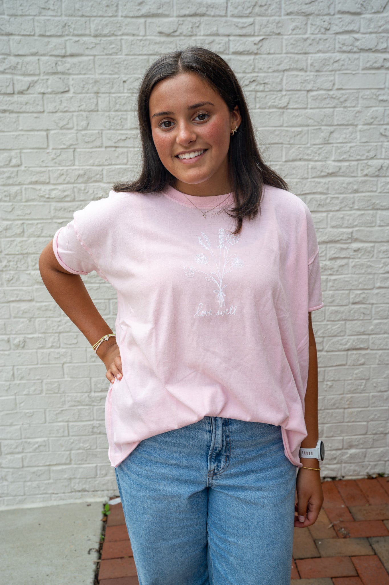 Beach Pink Flower Boho Tee