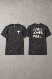Dark Camo Jesus Loves Well Cross Tee