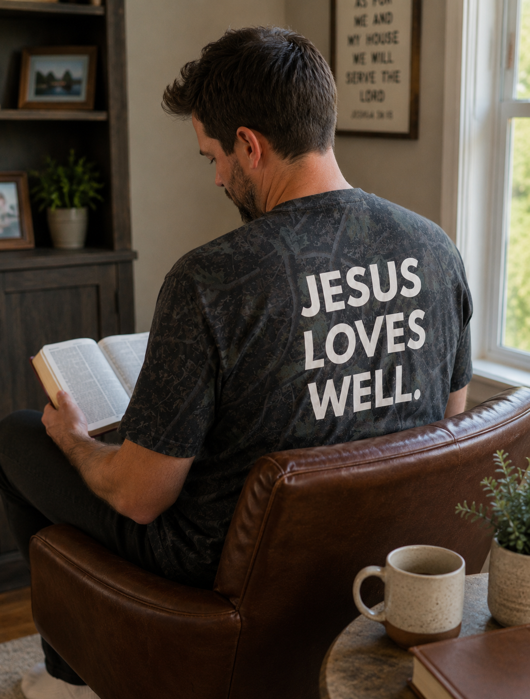 Dark Camo Jesus Loves Well Cross Tee