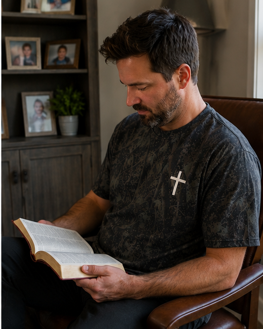 Dark Camo Jesus Loves Well Cross Tee