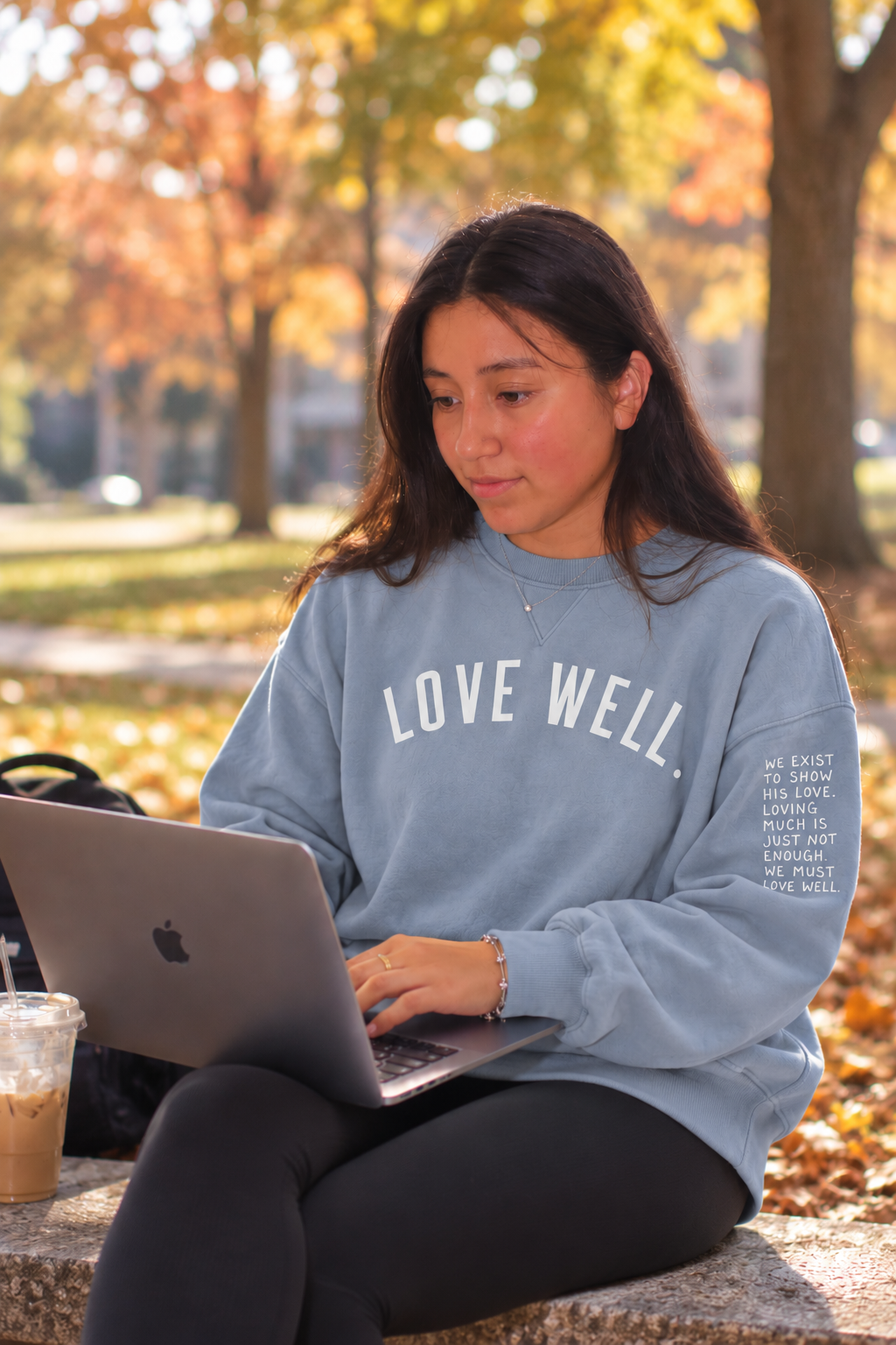 Vintage Ivy Poncho Sweatshirt - Faded Denim