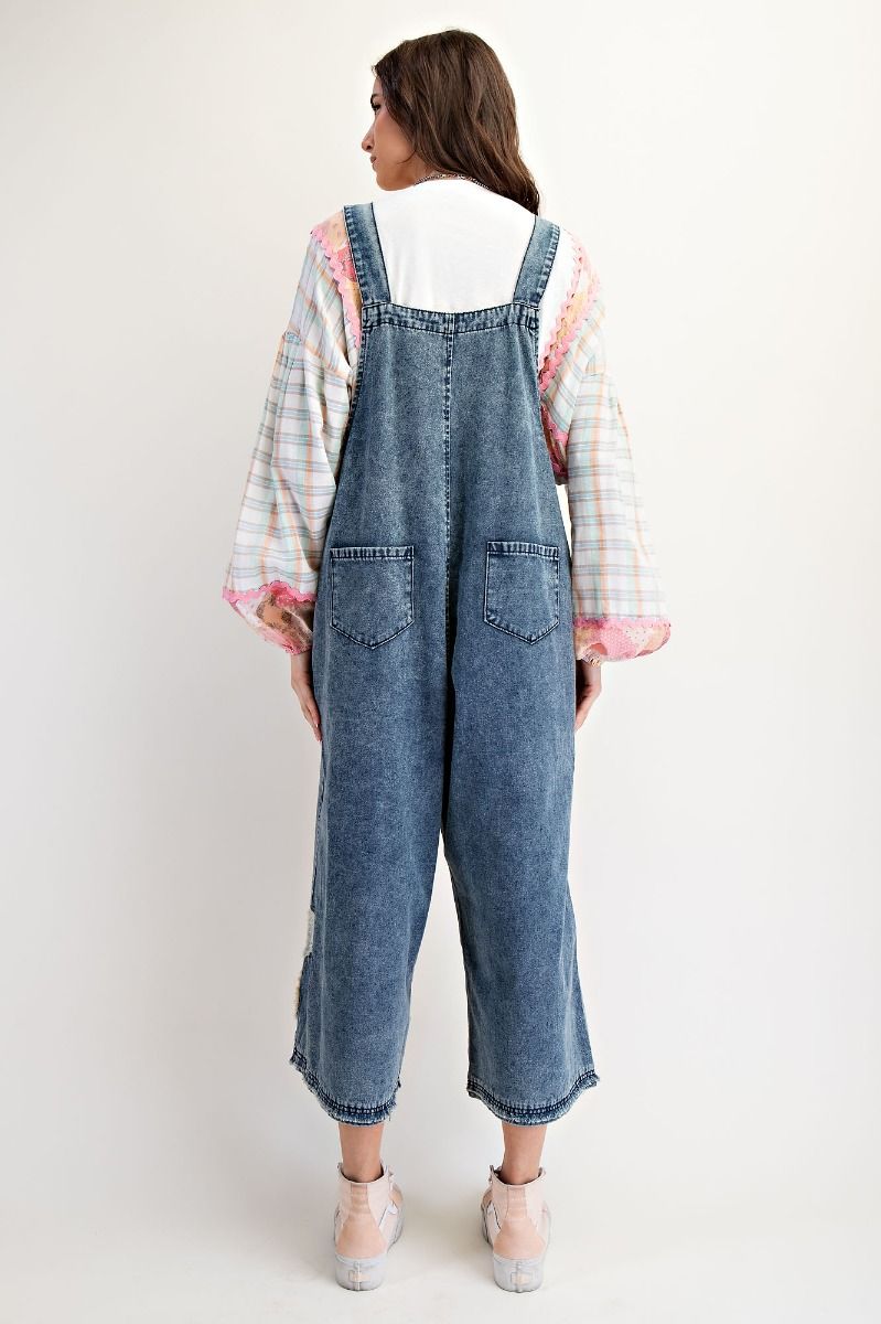 Denim Overalls - Vintage Blue Flower Patch