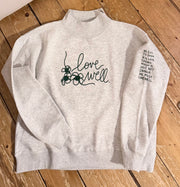 Daisy Mock Neck Oversized Sweatshirt- Grey