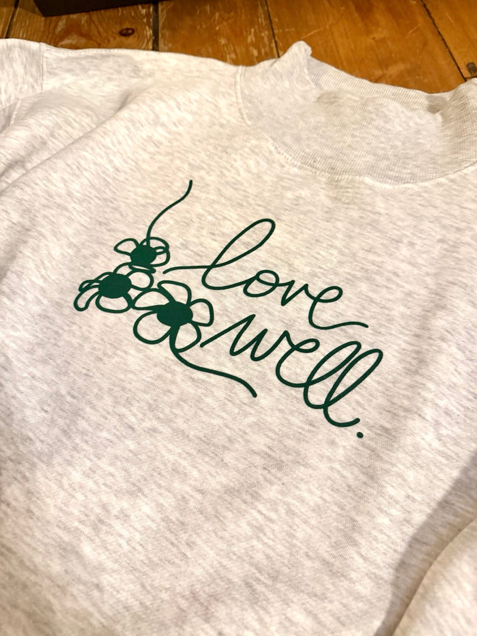 Daisy Mock Neck Oversized Sweatshirt- Grey