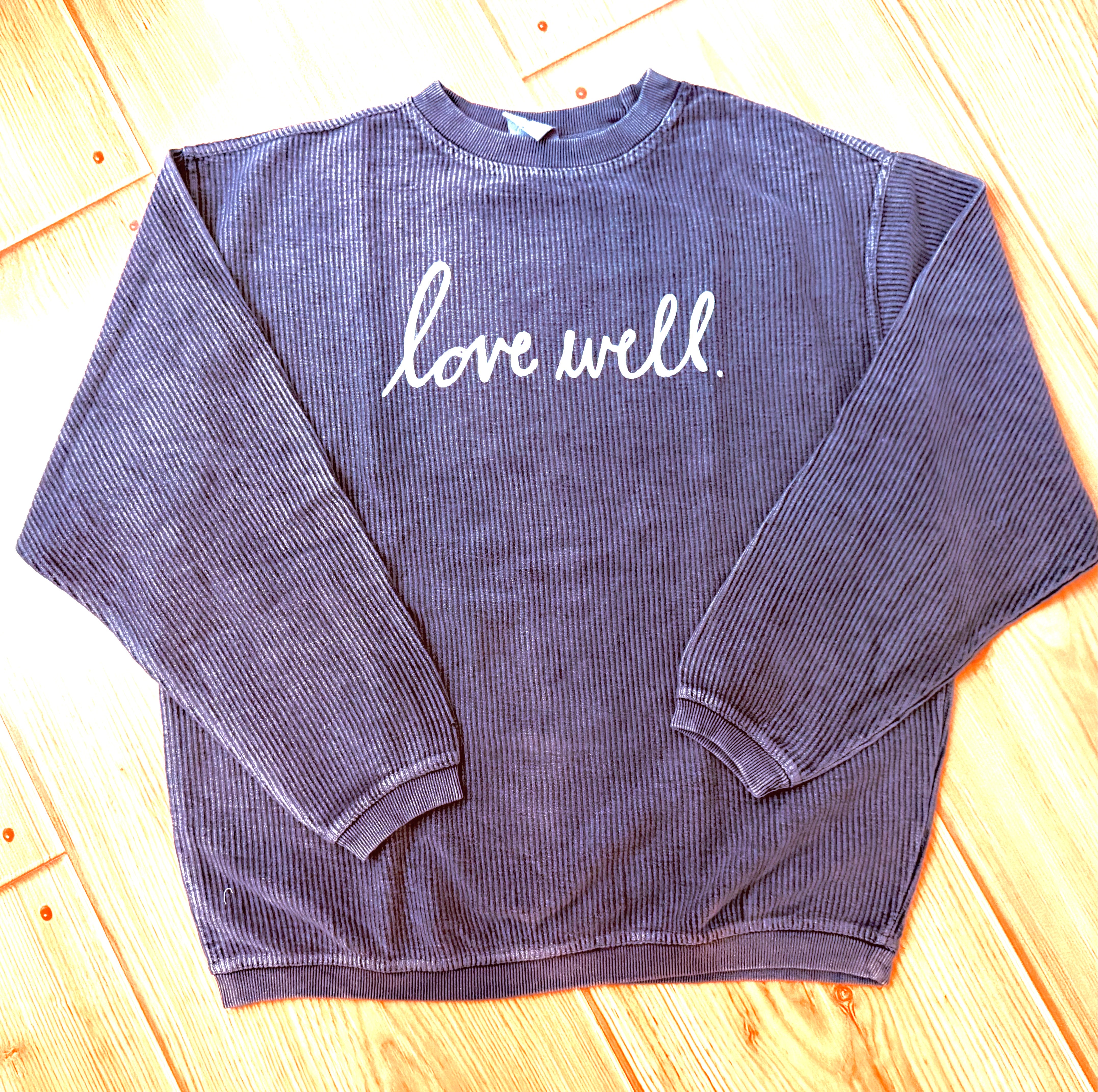 Washed Black Love Well Corded Crew