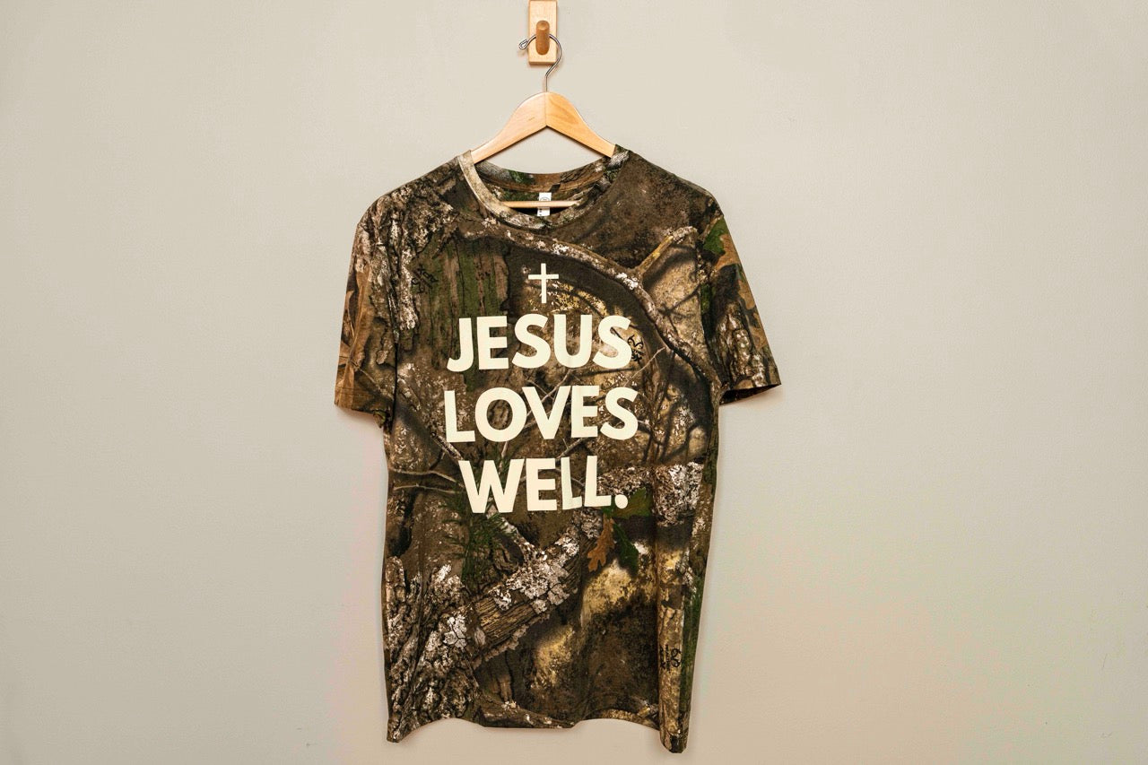 Jesus Loves Well Camo Puff