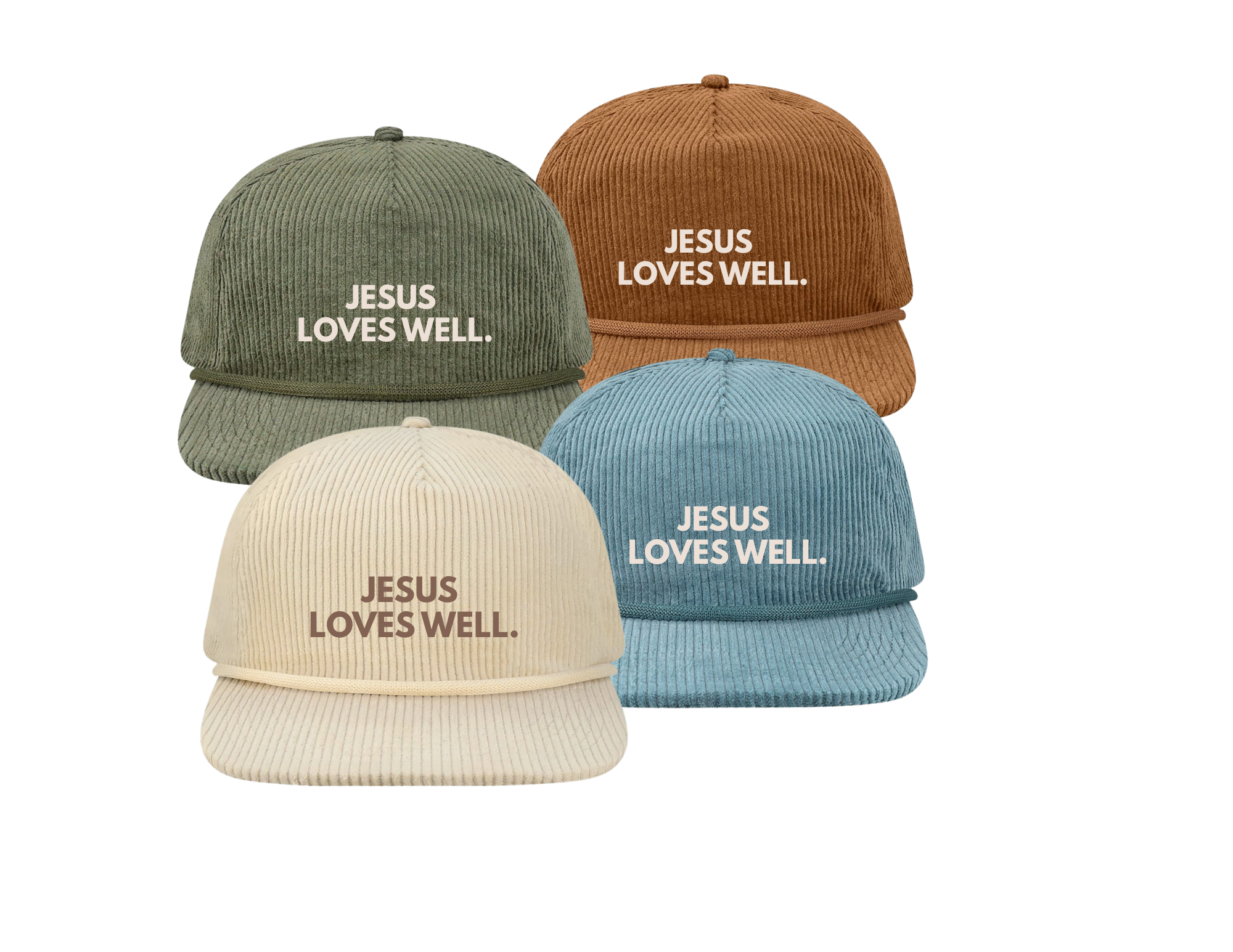 Jesus Loves Well Flat Bill Corduroy Hat