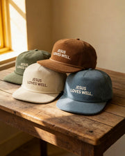 Jesus Loves Well Flat Bill Corduroy Hat