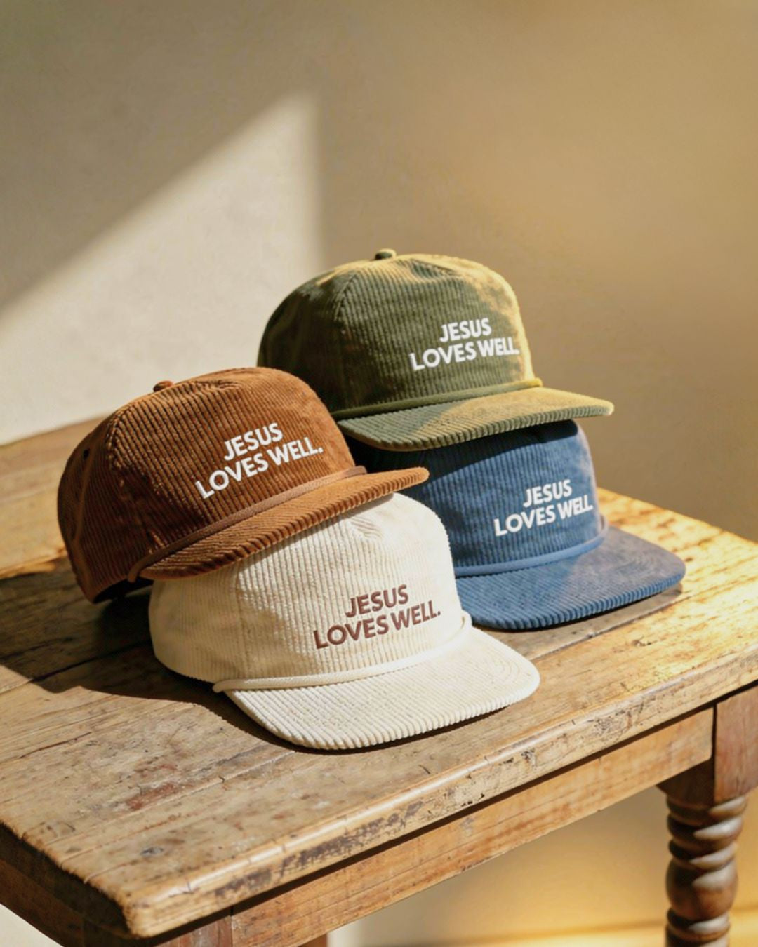 Jesus Loves Well Flat Bill Corduroy Hat