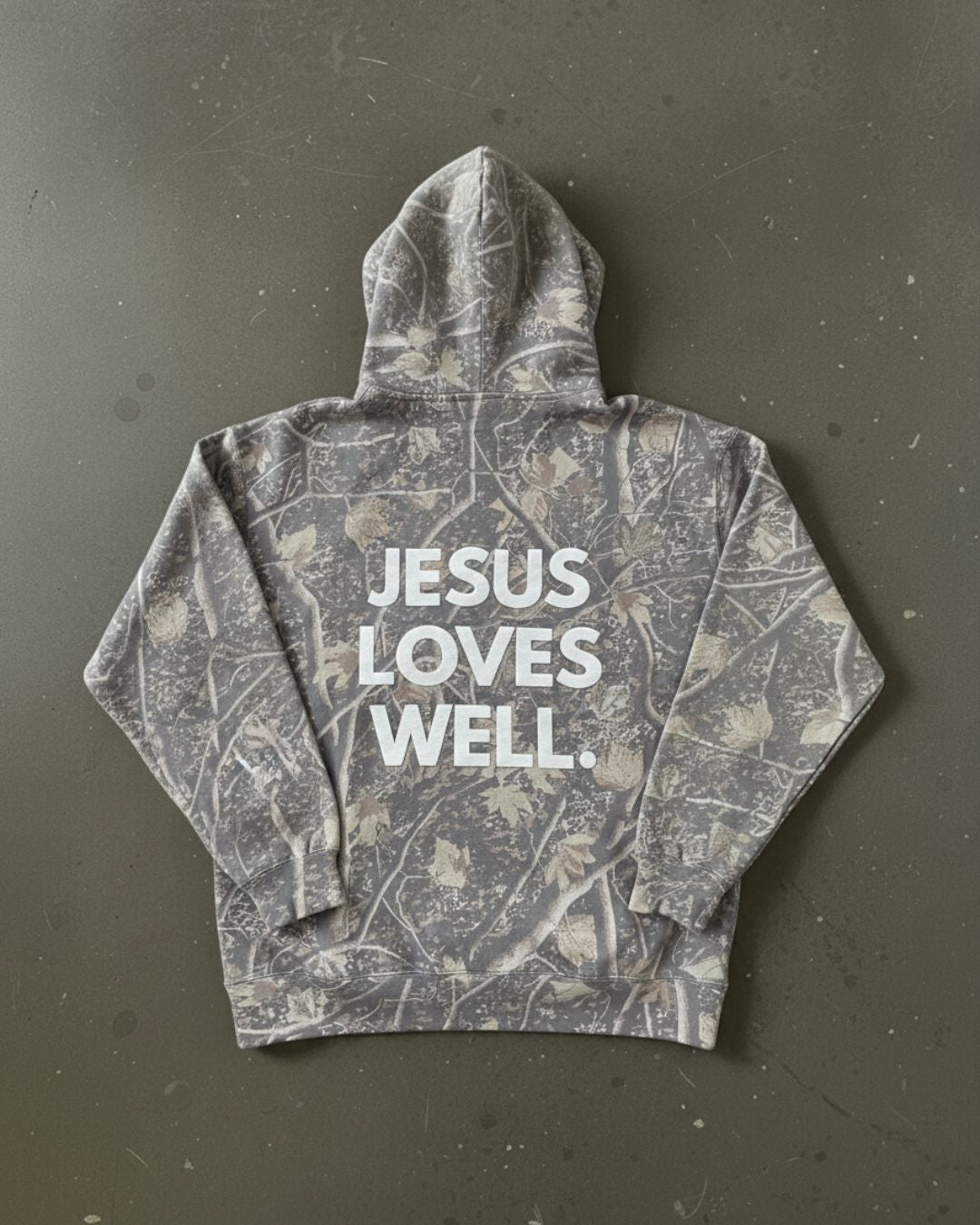Midweight Camo Jesus Loves Well Cross Hoodie
