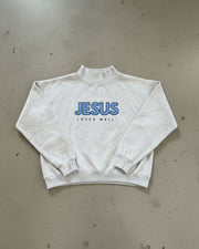 Gray/Blue Jesus Loves Well Mock Neck Sweatshirt