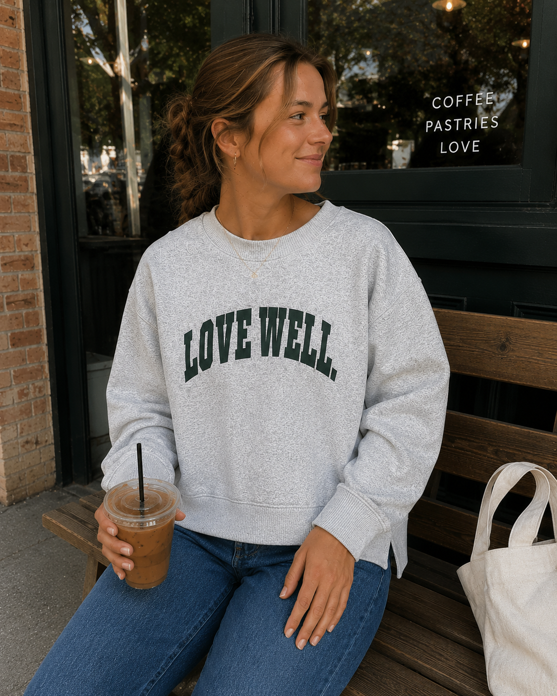 Spruce Green Heather Boxy Crew Neck