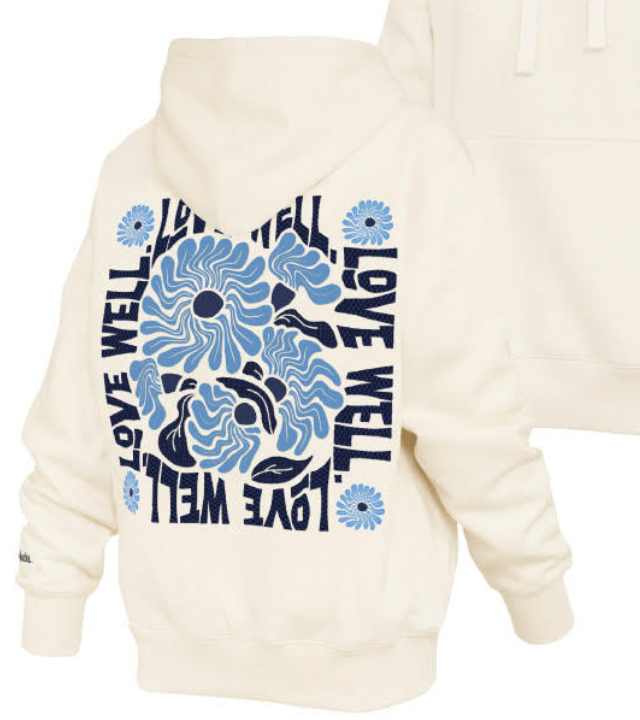 Blue/Ivory Love Well Embroidered Hoodie