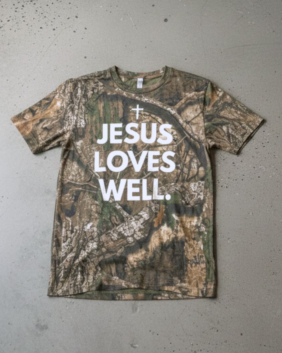 Jesus Loves Well Camo Puff