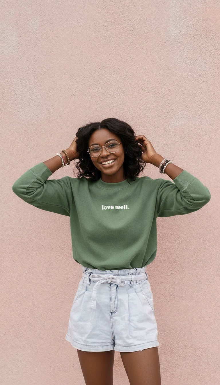 Daisy Sage Washed Mock Neck