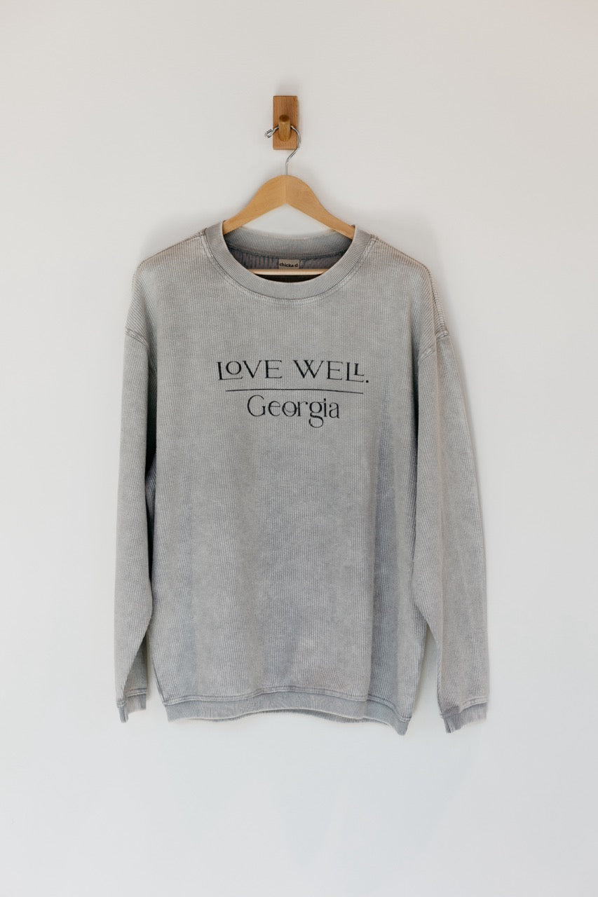 Love Well Corded Crew in Steel Gray