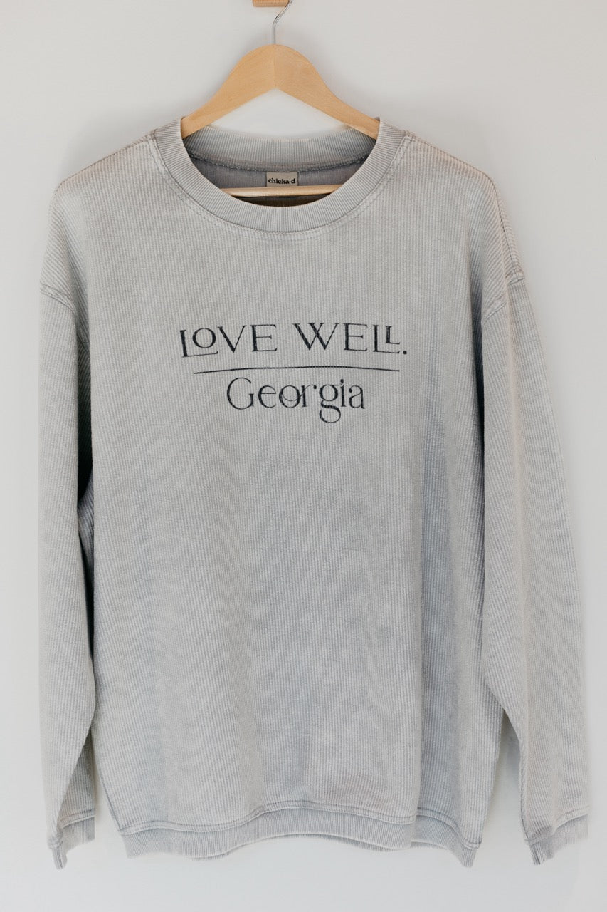 Love Well Corded Crew in Steel Gray