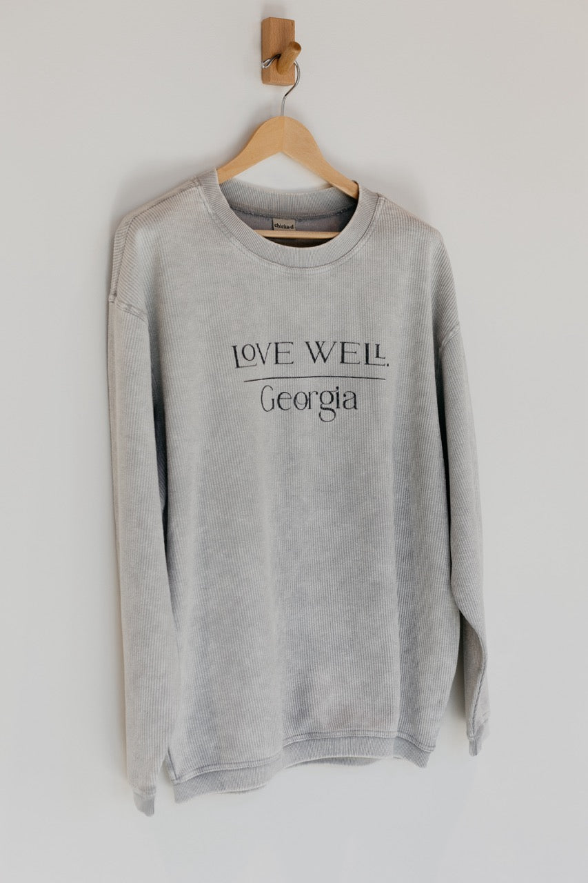 Love Well Corded Crew in Steel Gray