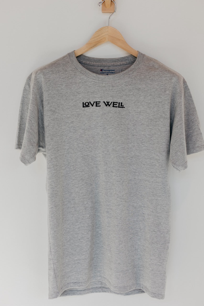 Love Well Embroidered Tee in Gray