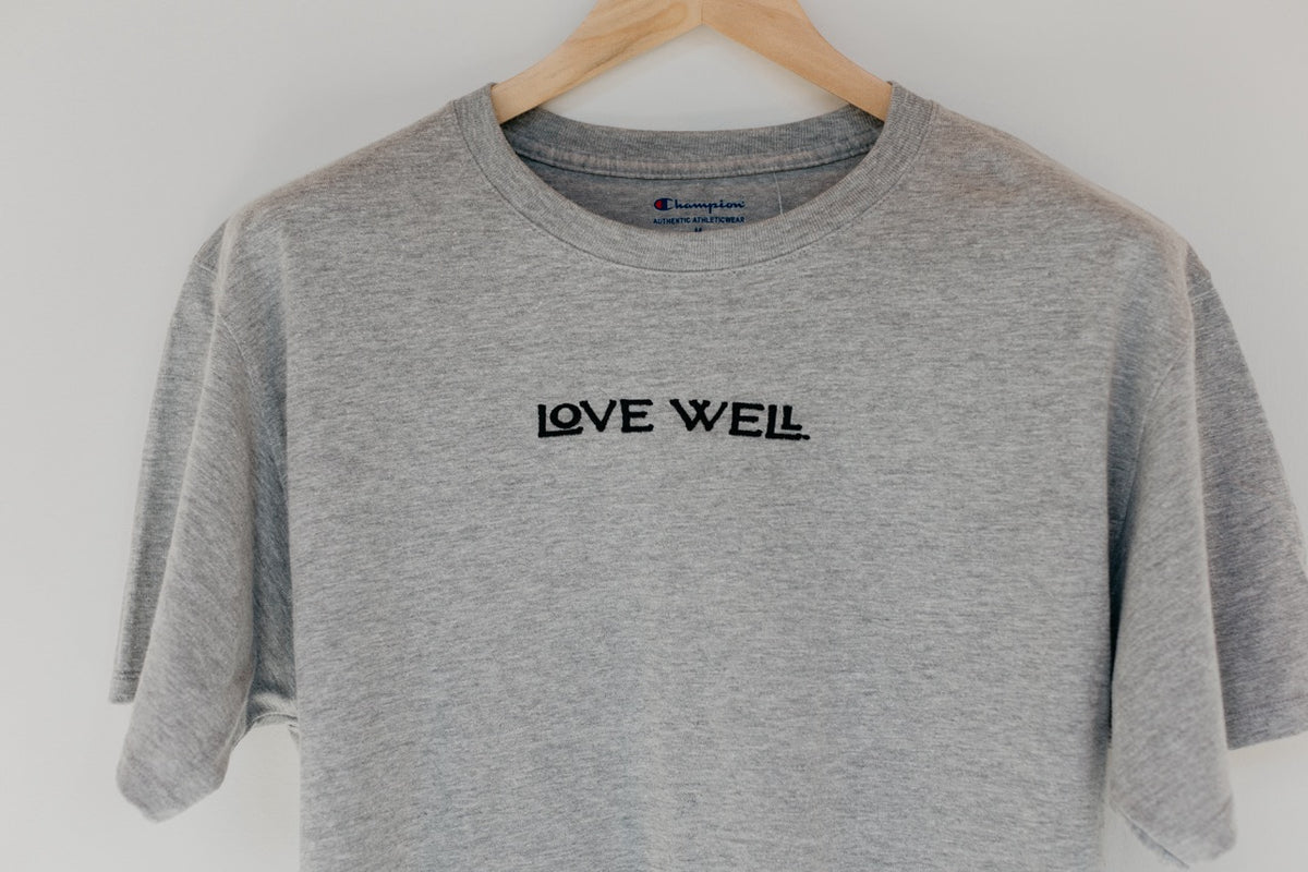 Love Well Embroidered Tee in Gray