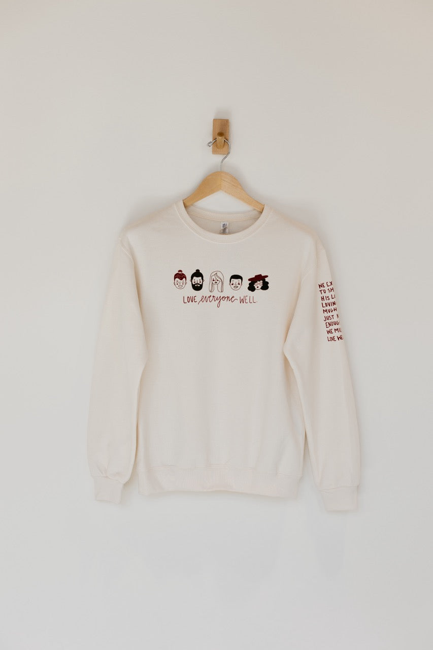 Love Well Faces Crew Sweatshirt in Off White
