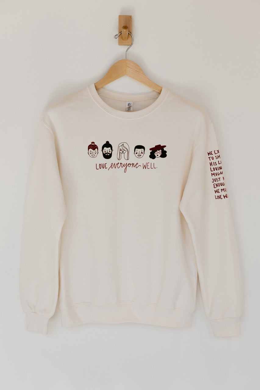 Love Well Faces Crew Sweatshirt in Off White