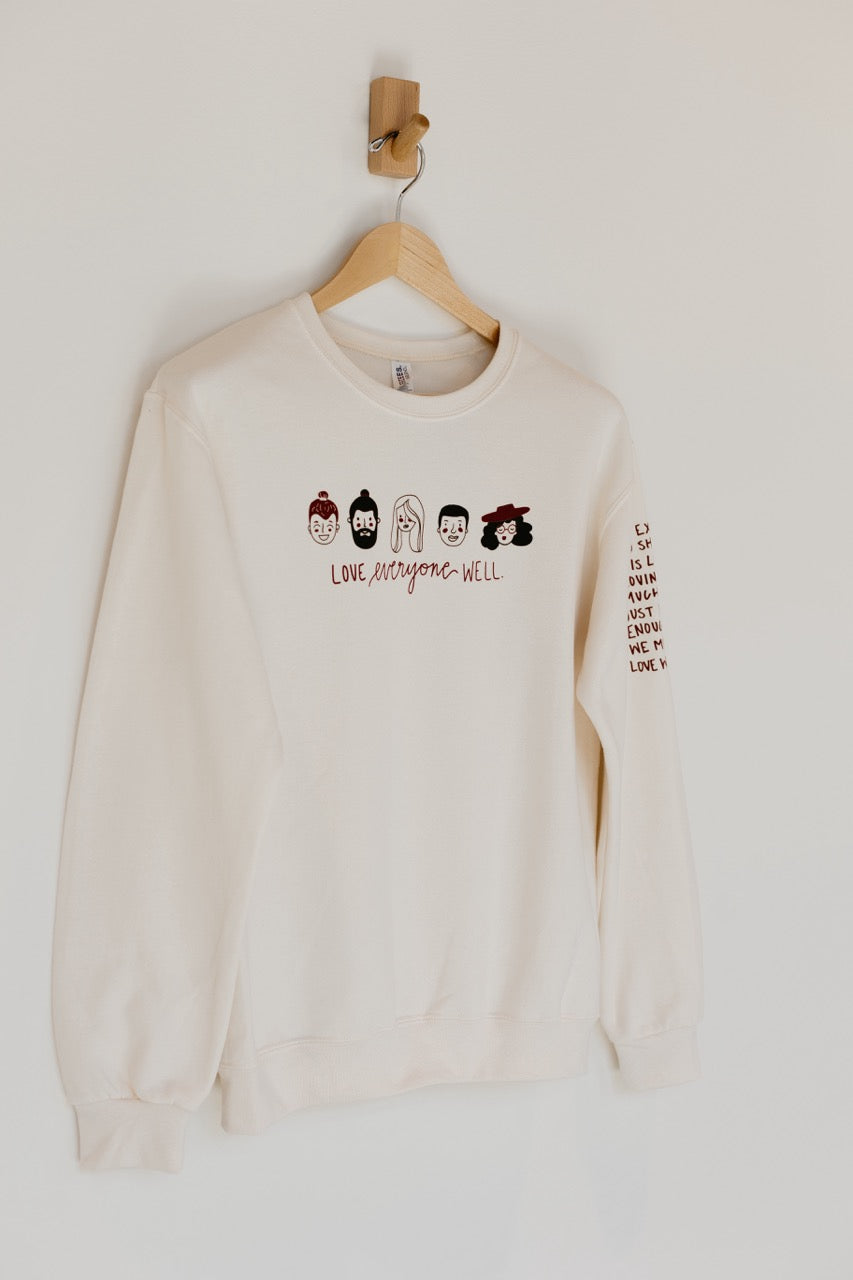 Love Well Faces Crew Sweatshirt in Off White