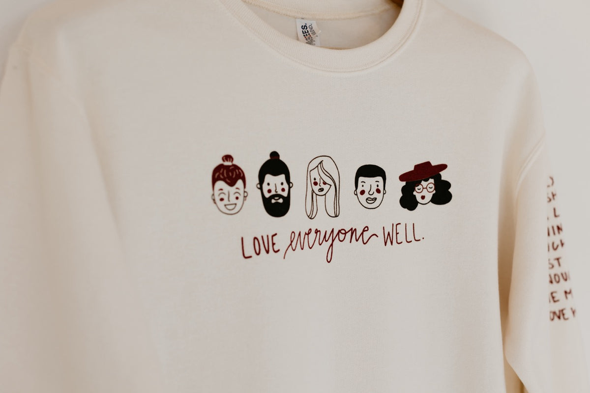 Love Well Faces Crew Sweatshirt in Off White