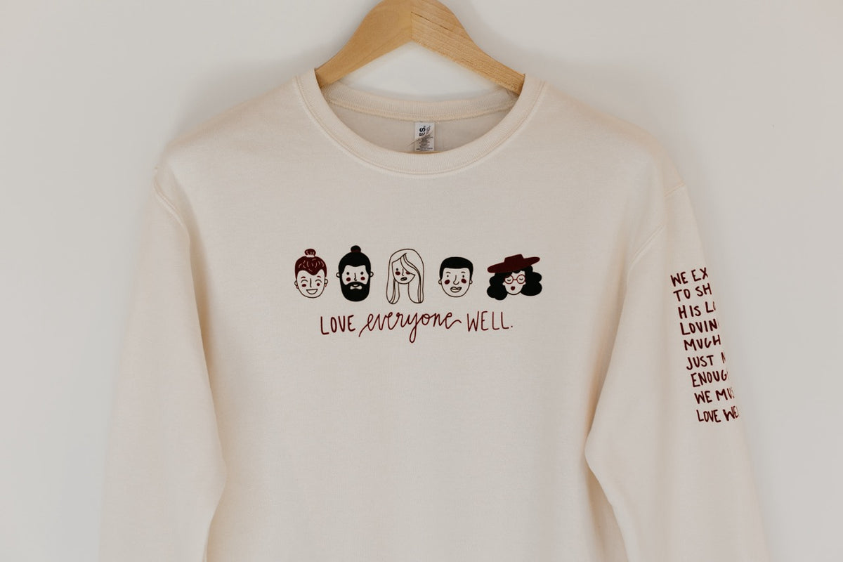 Love Well Faces Crew Sweatshirt in Off White