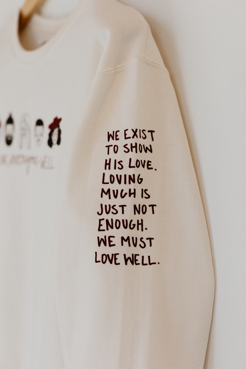 Love Well Faces Crew Sweatshirt in Off White