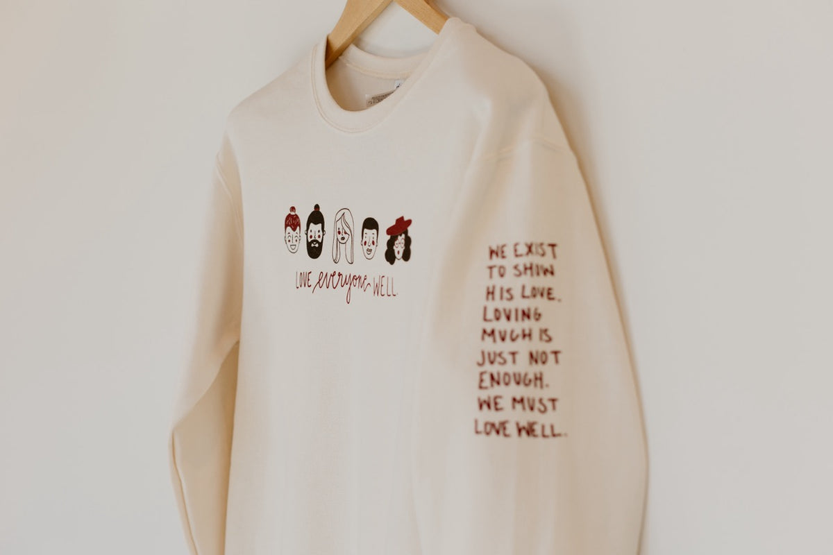 Love Well Faces Crew Sweatshirt in Off White