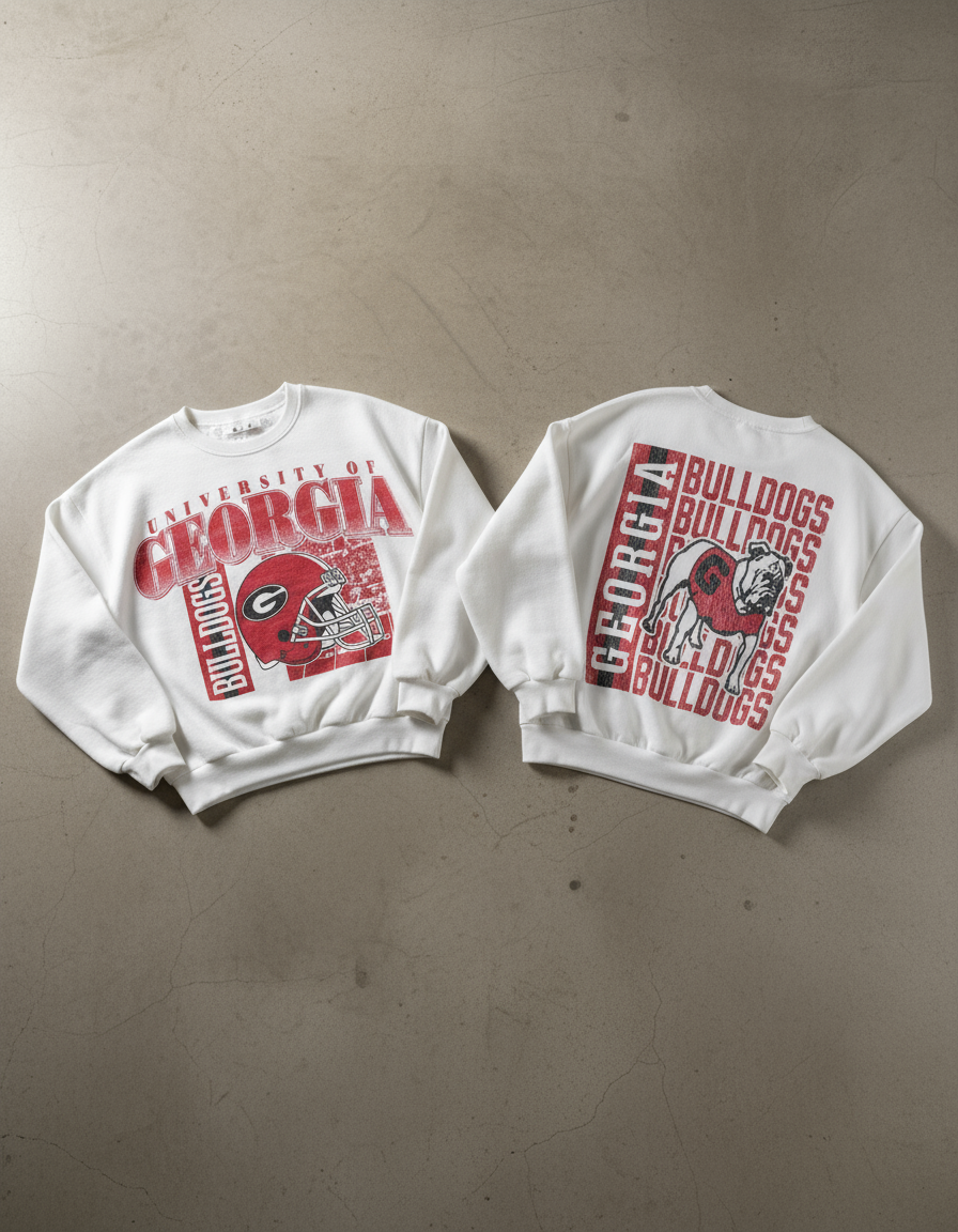 Love Well Georgia Bulldogs Zone Sweatshirt in White/Red