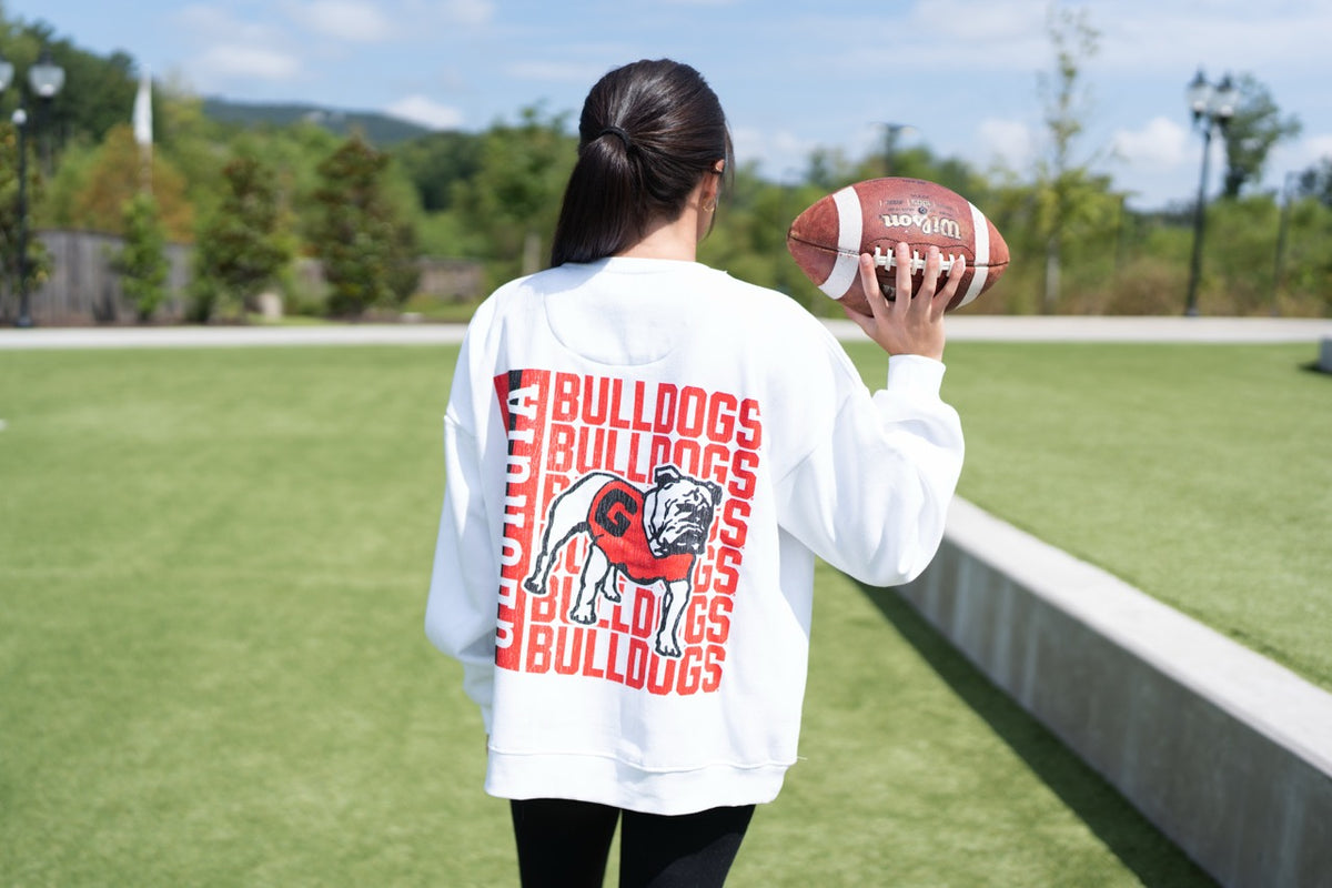 Love Well Georgia Bulldogs Zone Sweatshirt in White/Red