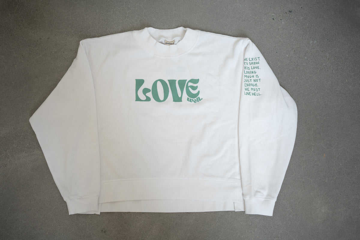 Love Well Groovy Boxy Mock Neck in White