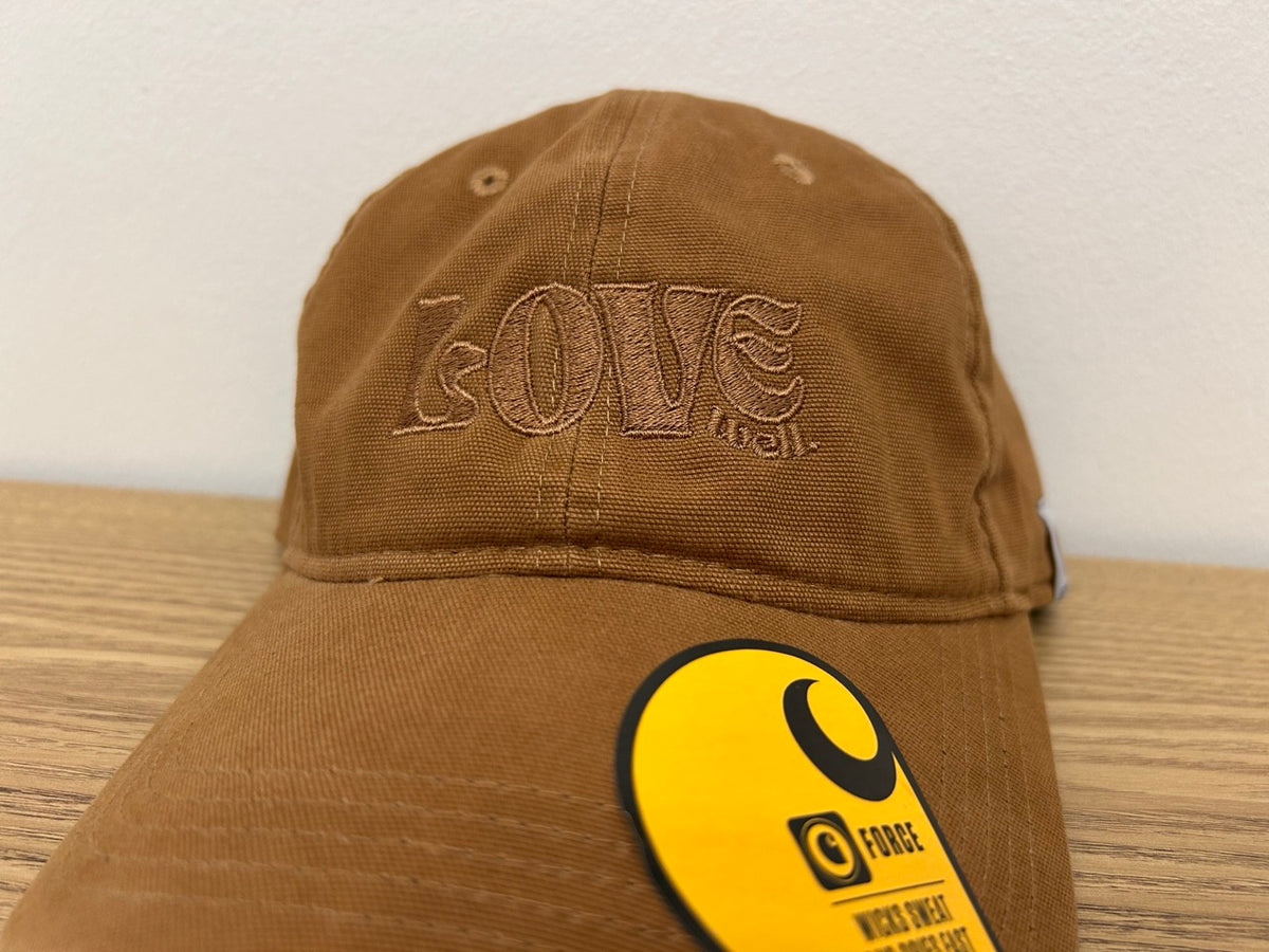 Love Well Groovy Carhartt Hat, close-up detail