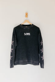 Love Well Groovy Rhinestone Sweatshirt in Black